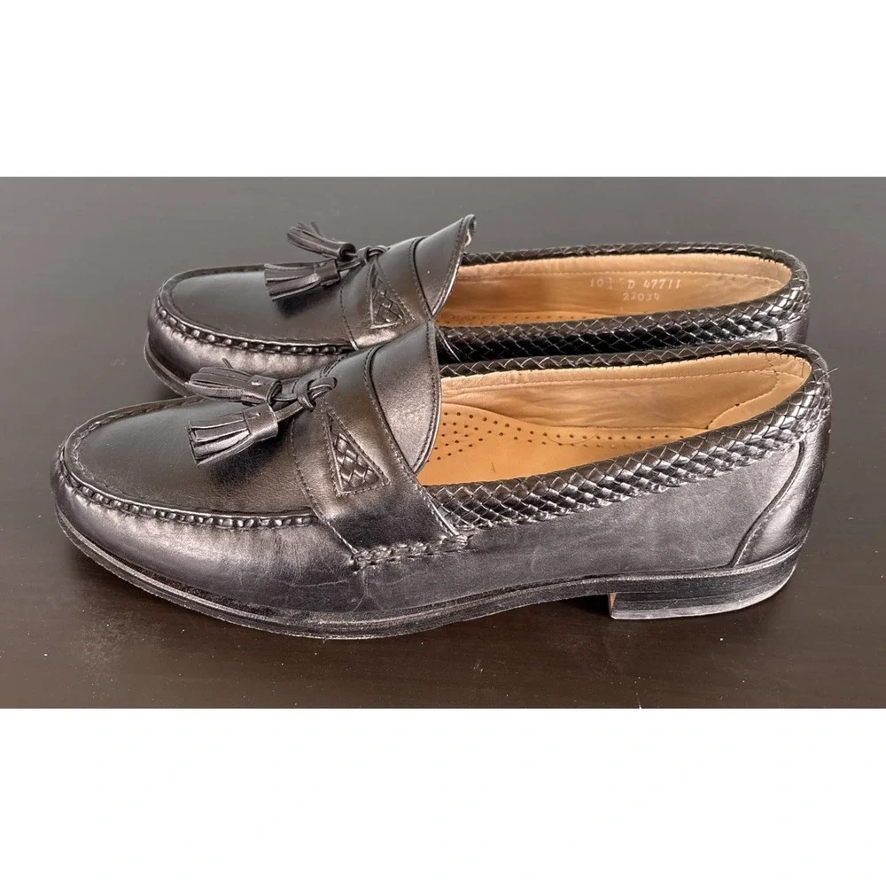 Allen Edmonds Maxfield‎ Tassel Loafer Men 10 Black Leather Moc-Toe Made in USA